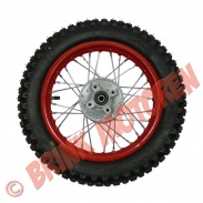 Dirtbike wielen - Dirtbike Pitbike achterwiel met band 12 inch rood - 1786 (B-1-6-1)